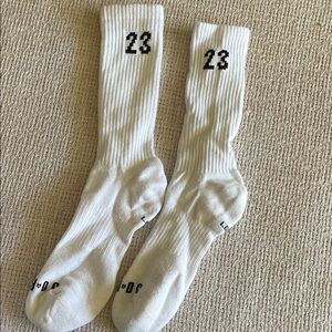 Jordan White Athletic Socks with Black 23 Design